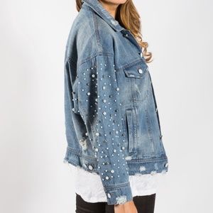 Denim Jacket With Pearls